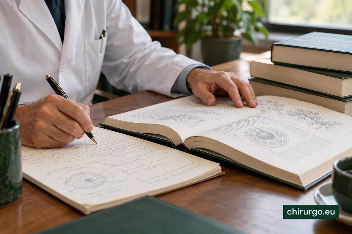 Fotografia illustrativa di studio e scrittura, con libri di biologia e appunti su una scrivania